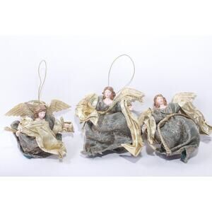 Porcelain Angels, Ornaments, Set of 3, Christmas, Holiday Decor, Delicate,